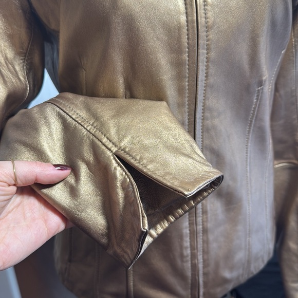 Vintage Coldwater Creek Metallic Leather Jacket - Size Small - Picture 6 of 10